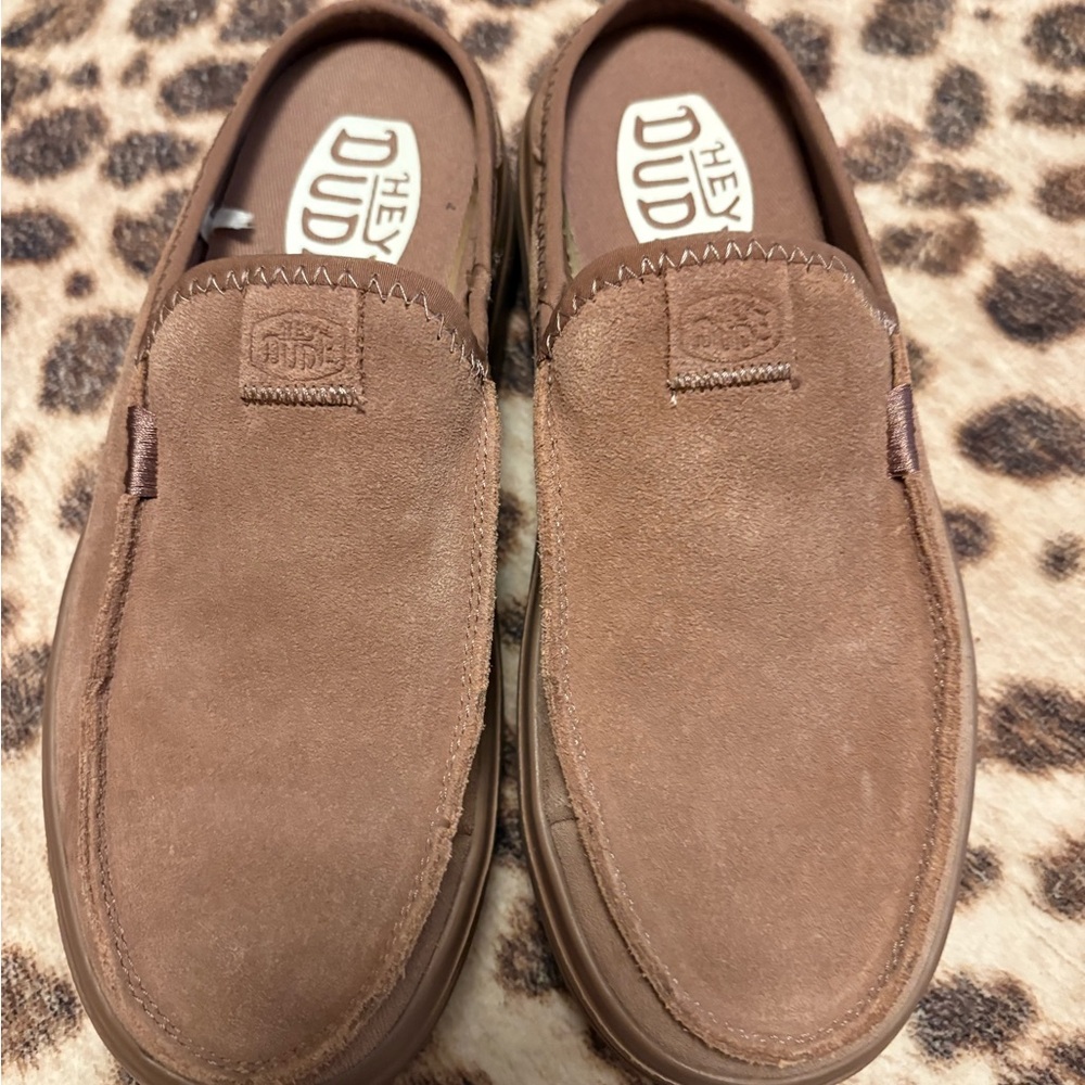 Hey Dude Men's Tan Suede Slip-Ons